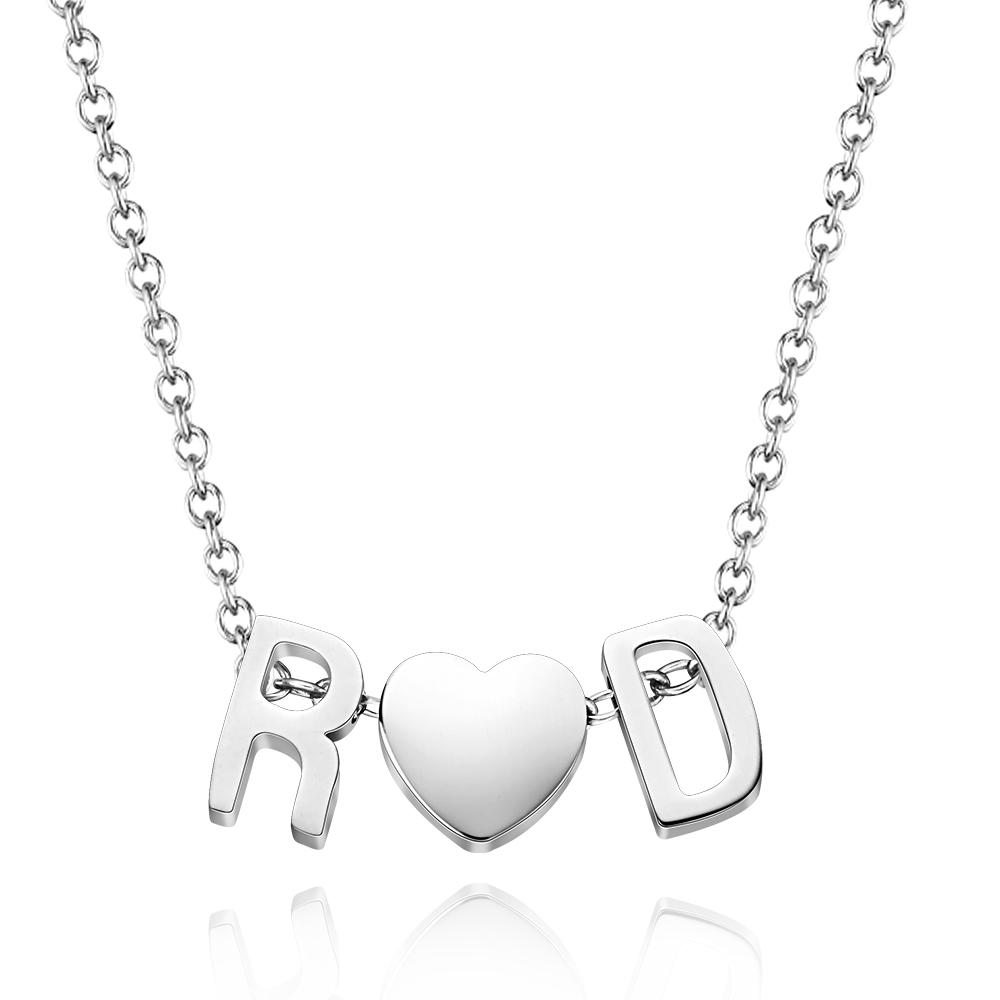 Personalisierte Initialen-halskette, Personalisierte Herz-halskette Für Paare, Minimalistische Halskette, Gold-buchstaben-charm, Geburtstagsgeschenk Für Sie - soufeede