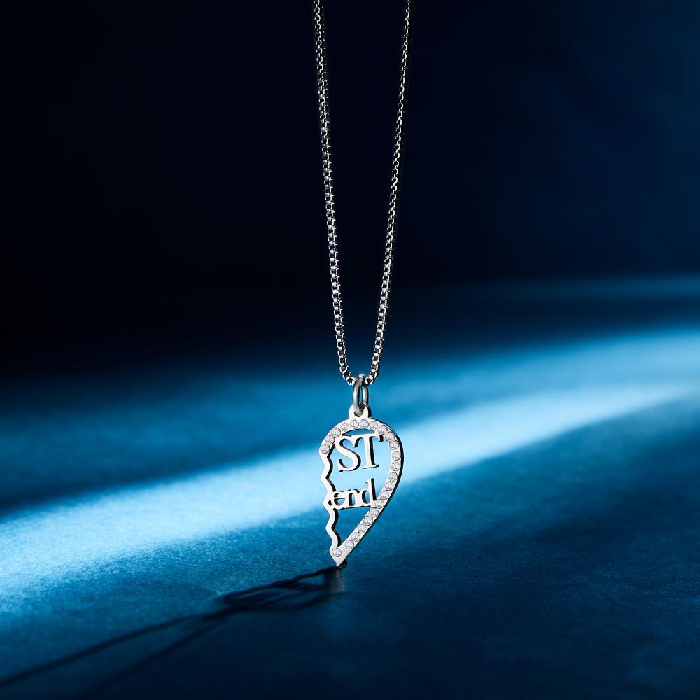 Benutzerdefinierte Gravierte Halskette Herzförmiges Paar Halskette Geschenk Für Liebhaber - soufeelde