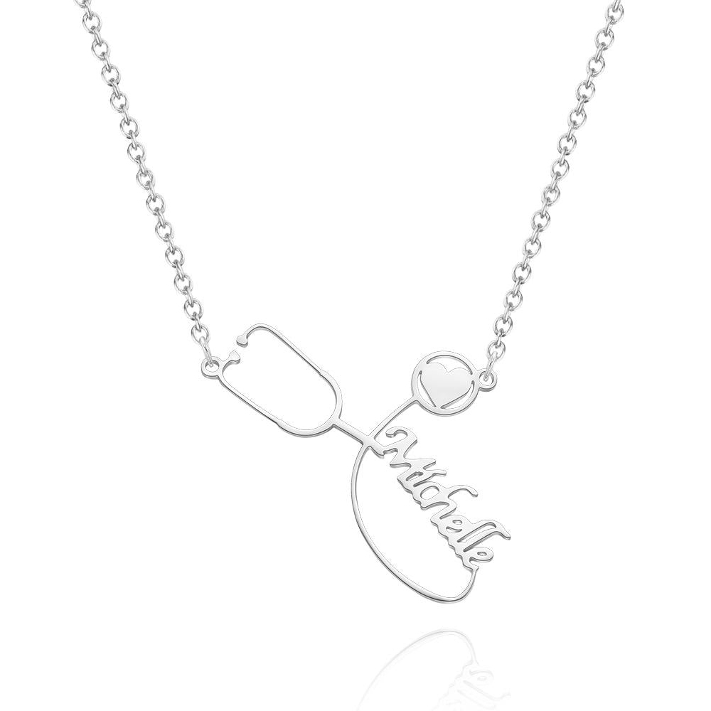 Kundenspezifische Gravierte Halskette Zierliche Namensstethoskop-medizinstudent-geschenke