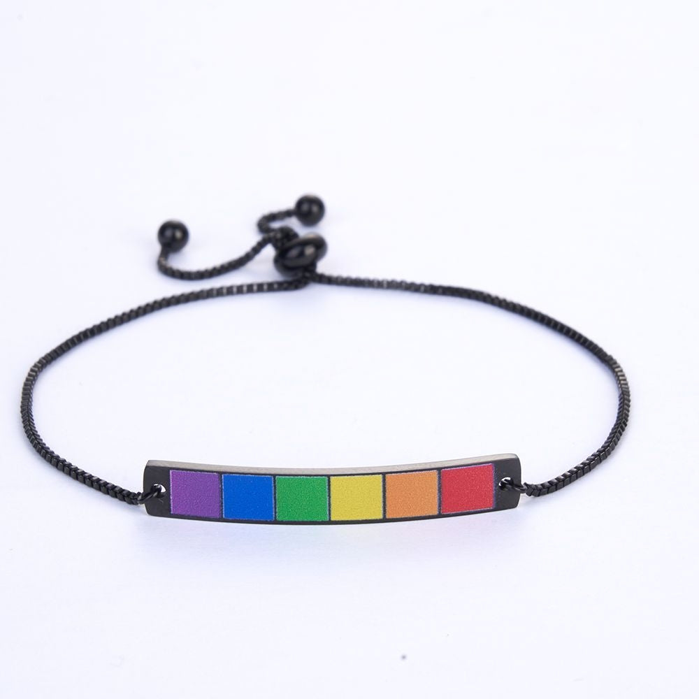 Individuell Graviertes Regenbogen-armband Mit Individuellen Worten, Perfektes Geschenk Für Gays Queers Am Pride's Day - soufeede