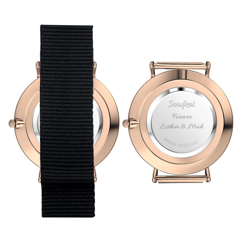 Personalisierte Gravierte Uhr, Fotouhr mit Schwarzem Armband - Geschenk für Freund
