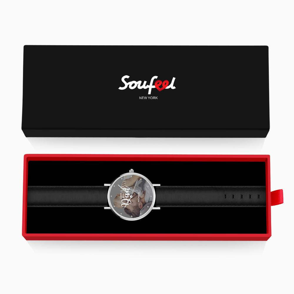 Personalisierte Liebe Dich Papa Fotouhr Vatertagsgeschenk 40mm - soufeelde