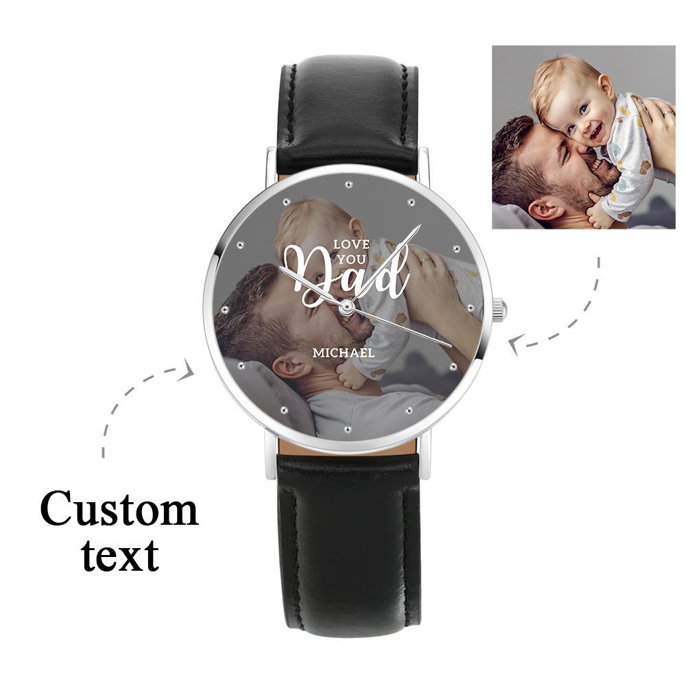 Personalisierte Liebe Dich Papa Fotouhr Vatertagsgeschenk 40mm - soufeelde