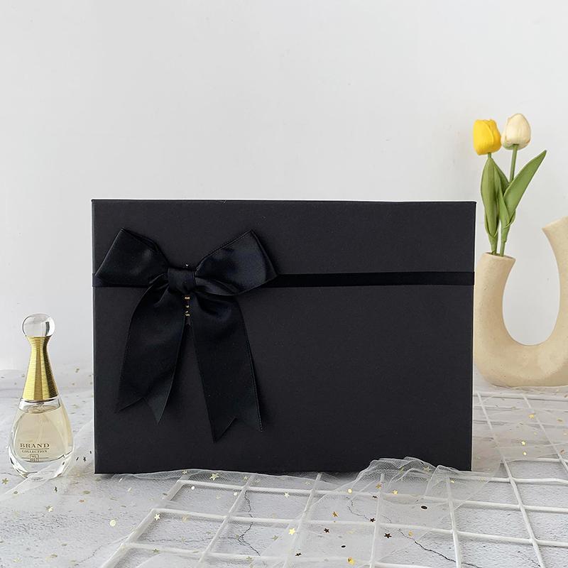 Elegante Schwarze Geschenkbox Starre Geschenkverpackung Mit Deckel Für Weihnachten