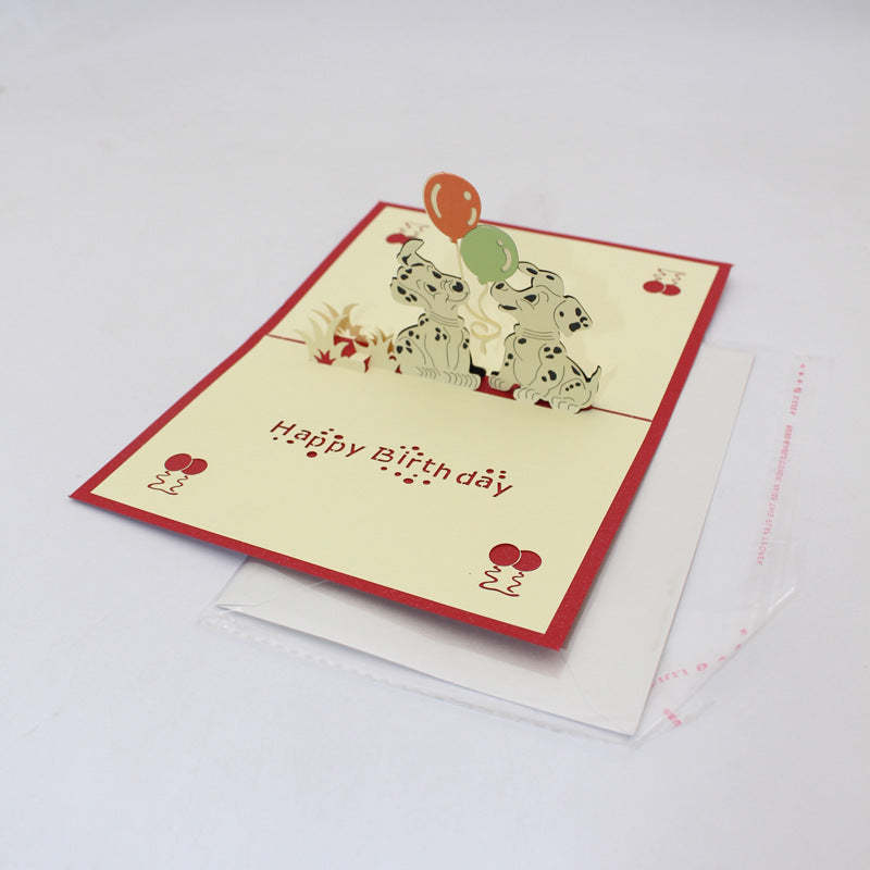Kleine Dalmatiner-geburtstagsgrußkarte 3d-popup-grußkarte - soufeelde