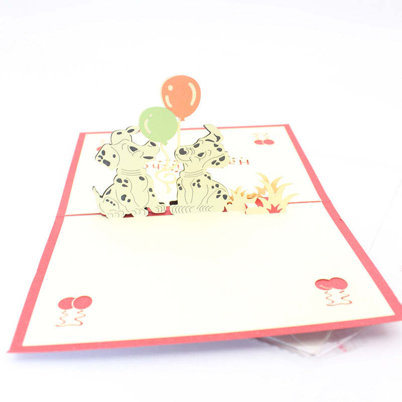 Kleine Dalmatiner-geburtstagsgrußkarte 3d-popup-grußkarte - soufeelde