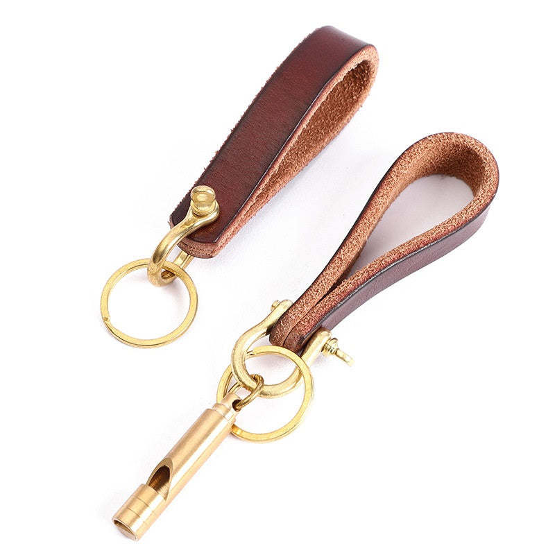 Vintage Leder Auto Schlüsselanhänger Mit Überlebenspfeife Geschenk Für Männer - soufeelde