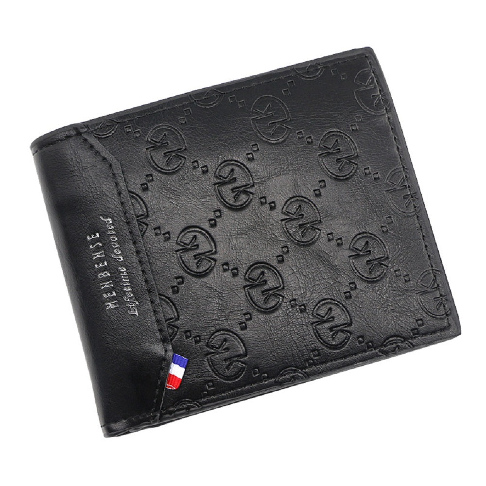 Herren Kurze Leder Bifold Wallet Business Casual Geprägte Geldbörse Vatertagsgeschenke - soufeelde