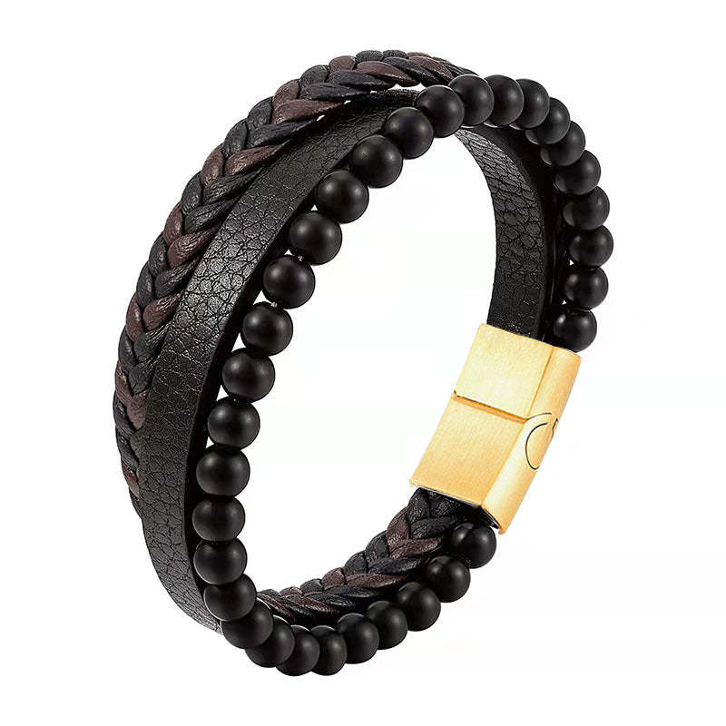 Einfaches Armband Geflochtenes Lederarmband Herrengeschenke - soufeelde