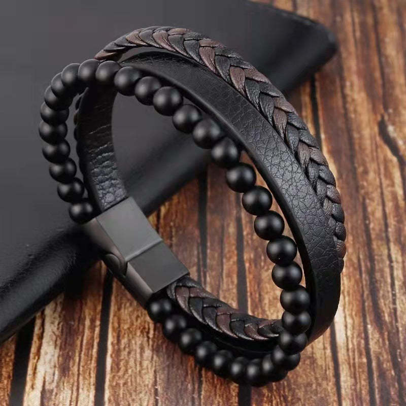 Einfaches Armband Geflochtenes Lederarmband Herrengeschenke - soufeelde