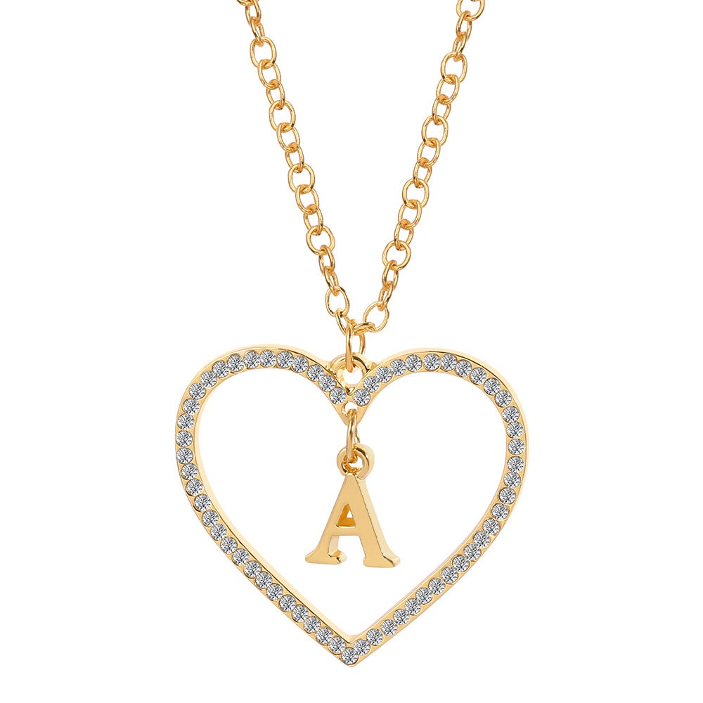 Einzigartige Liebe Herz Zirkon Brief Halskette Mode Schlüsselbein Kette Liebe Anh?nger - soufeelde