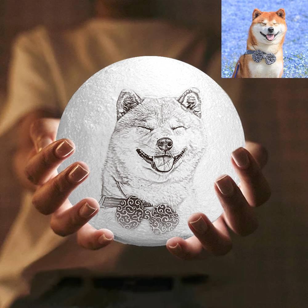 Foto-Mondlampe, benutzerdefinierte 3D-Fotoleuchte, niedliches Haustier - Berühren Sie zwei Farben (10-20 cm)
