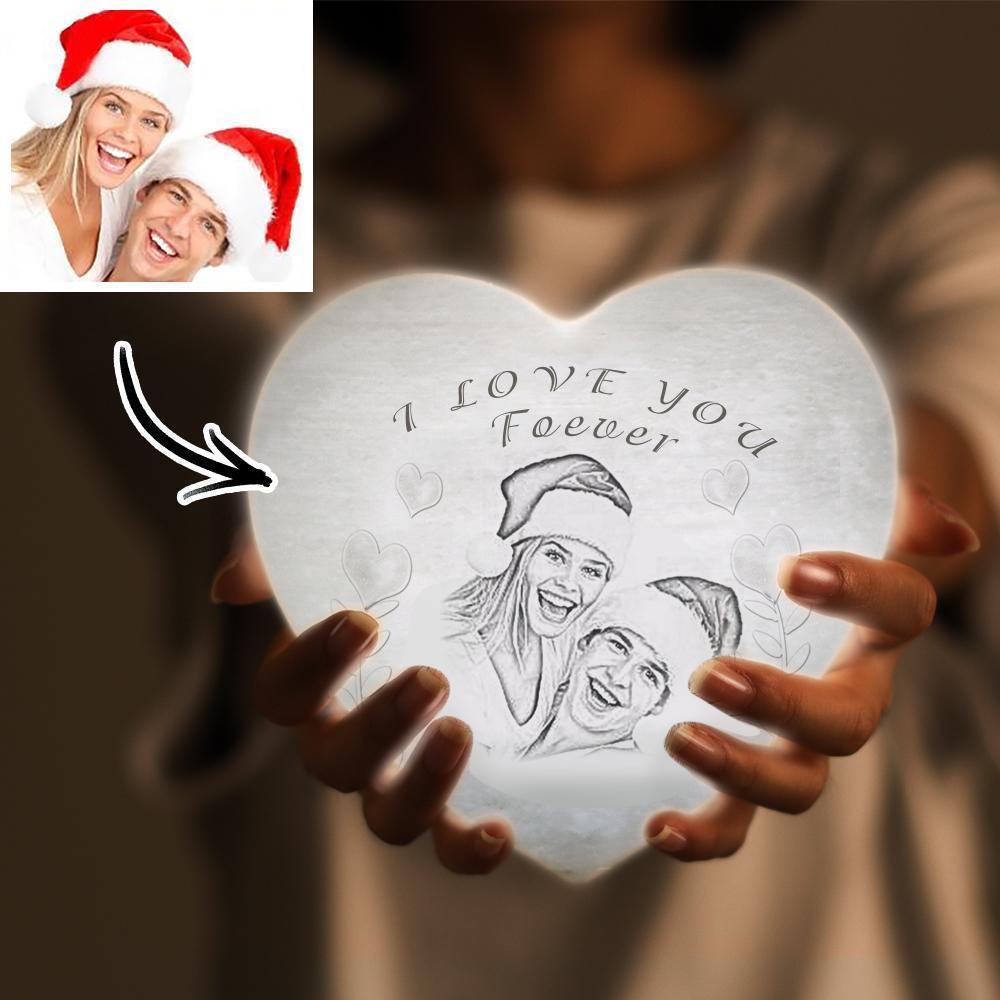 Weihnachtsgeschenke Foto Mondlampe Benutzerdefinierte 3d Foto Licht Lampe Mond Herzform Für Mutter - Berühren Sie Drei Farben 4,72 Zoll 5,9 Zoll