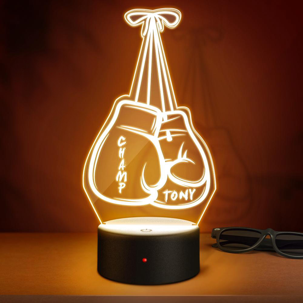 Individuell Graviertes Nachtlicht Personalisiertes Acrylschild Boxhandschuhe Schild Vatertagsgeschenk