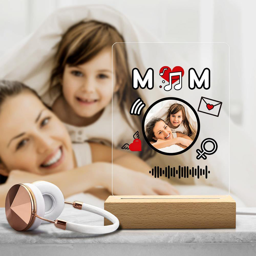 Kundenspezifische scannbare Musik-Code-Nachtlicht-Acryl-Musik-Plakette Liebesgeschenke der Mutter Tages