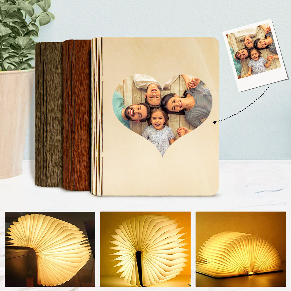 Benutzerdefinierte Holz Buch Licht Personalisierte 5 Farben Falten Magnetische Buch Lampe Schreibtisch Nachtlicht Geschenk - soufeelde