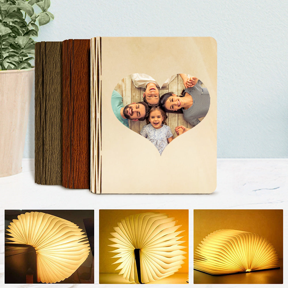 Benutzerdefinierte Holz Buch Licht Personalisierte 5 Farben Falten Magnetische Buch Lampe Schreibtisch Nachtlicht Geschenk - soufeelde
