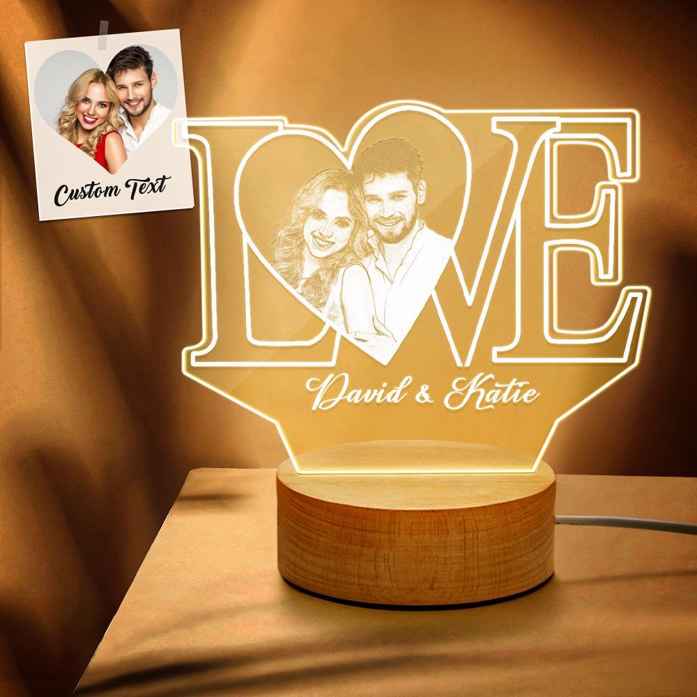 Love 3d Nachtlicht Mit Text &amp; Foto Besonderes Geschenk Für Paare - soufeelde