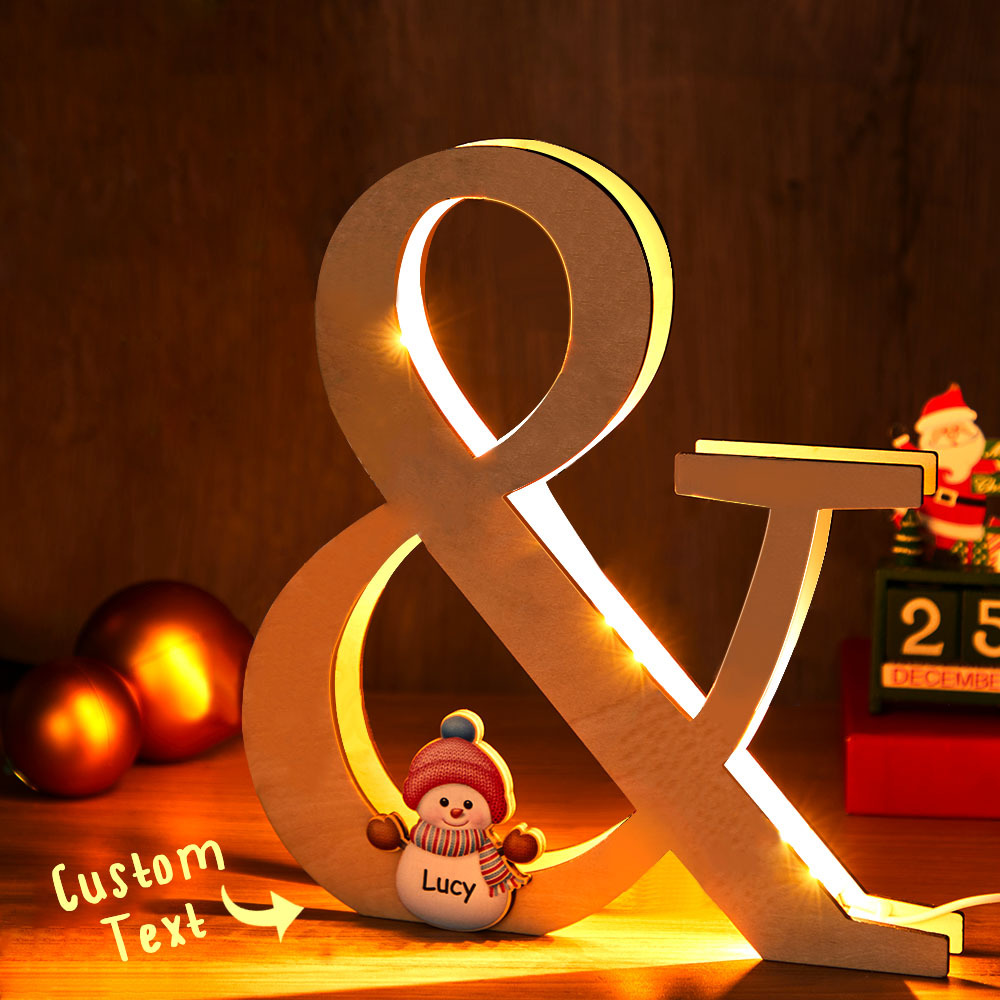 Personalisierte Schneemann Familienname Lampe Custom Holz Nachtlicht Weihnachtstag Geschenk - soufeelde