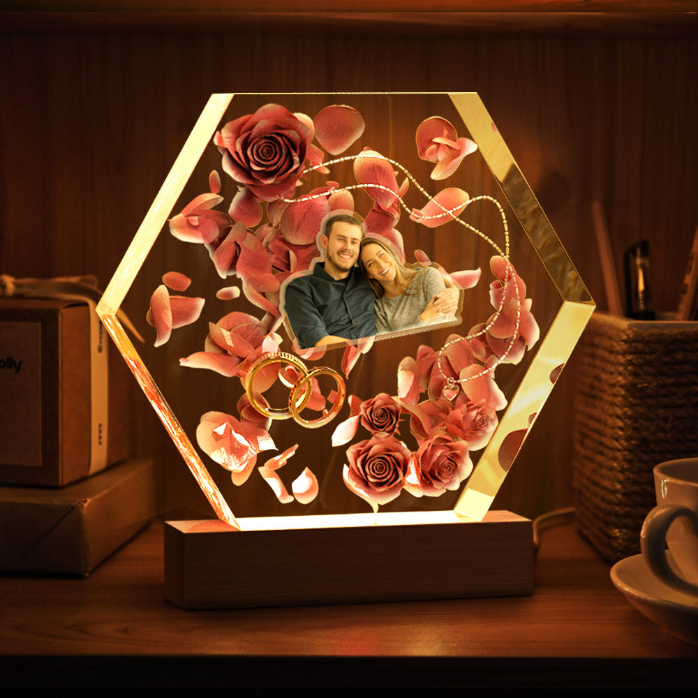 Kundenspezifische Foto-nachtlicht-hexagon-epoxy-zuhause-geschenke - soufeelde