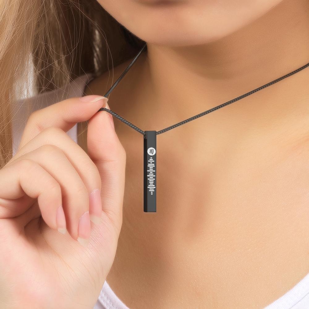 Scanbare Spotify Code Halskette 6d Gravierte Vertikale Bar Halskette Geschenke Für Freundin Schwarz