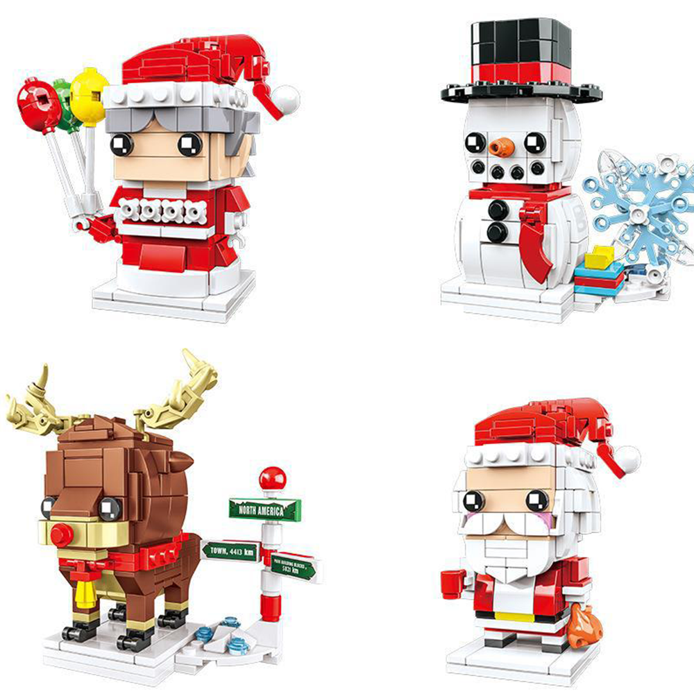 Papá Noel Pequeña Partícula Brick Block Heads Rompecabezas Juguete De Bloques De Construcción Regalos De Navidad