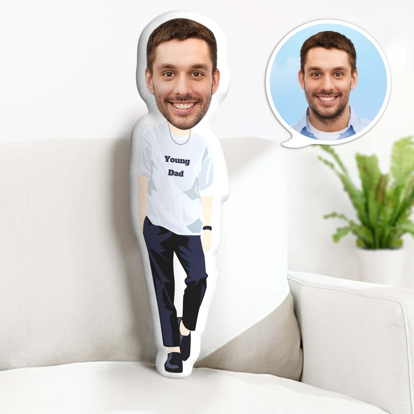 Regalos Personalizados Para El Día Del Padre Cara Personalizada Minime Throw Pillow Regalos Para Papá Joven - soufeeles