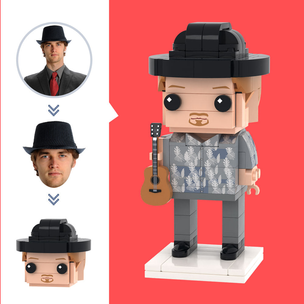 Figuras De Guitarrista De Cabeza Personalizadas, Juguete De Bloques De Partículas Pequeñas, Regalos De Arte De Ladrillo Personalizables - soufeeles