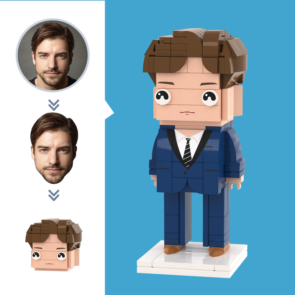 Figuras De Hombre De Negocios Con Cabeza Personalizada, Juguete De Bloques De Partículas Pequeñas, Regalos De Arte De Ladrillo Personalizables - soufeeles