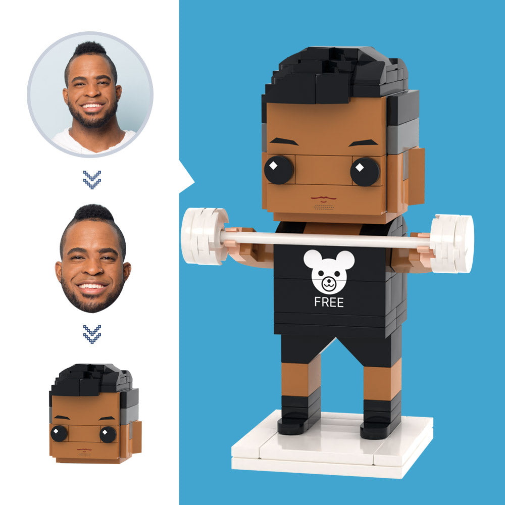 Figuras De Hombre De Levantamiento De Pesas De Cabeza Personalizada, Juguete De Bloques De Partículas Pequeñas, Regalos De Arte De Ladrillo Personalizables - soufeeles