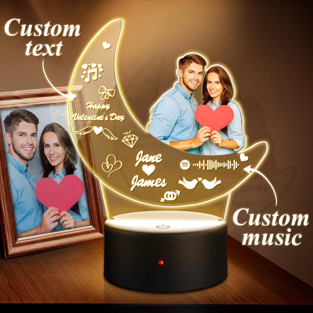 Luz Nocturna De Spotify Personalizada, Placa De Cristal, Luz De Foto De Luna Acrílica - soufeeles