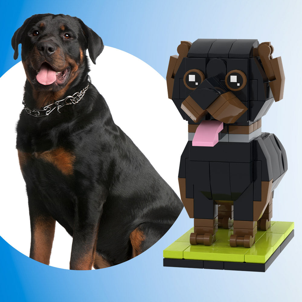 Rottweiler Personalizable De Cuerpo Completo, 1 Foto De Perro, Figuras De Ladrillos Personalizadas, Bloque De Partículas Pequeñas, Figuras De Ladrillo Me, Solo Rottweiler Personalizado - soufeeles