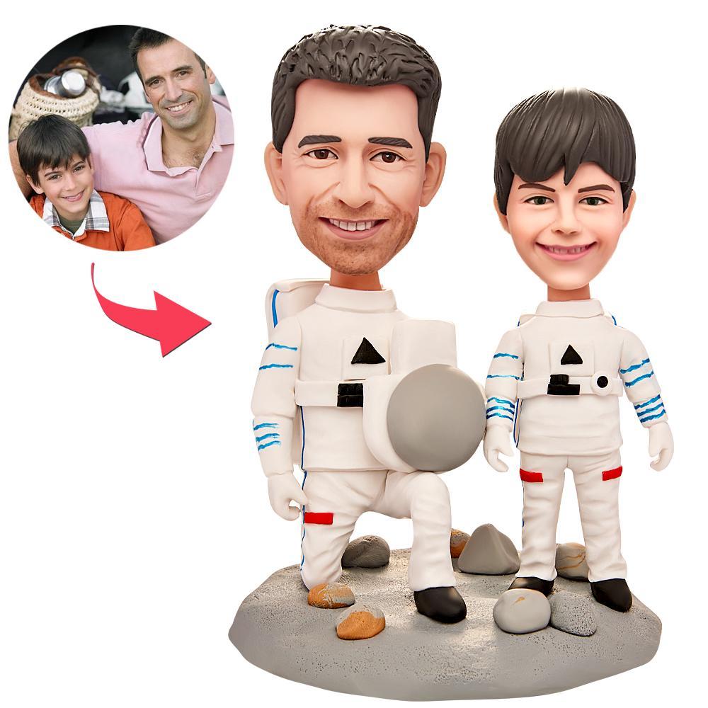Muñeco Bobblehead Personalizado Astronauta Padre E Hijo Regalo Del Día Del Padre - soufeeles