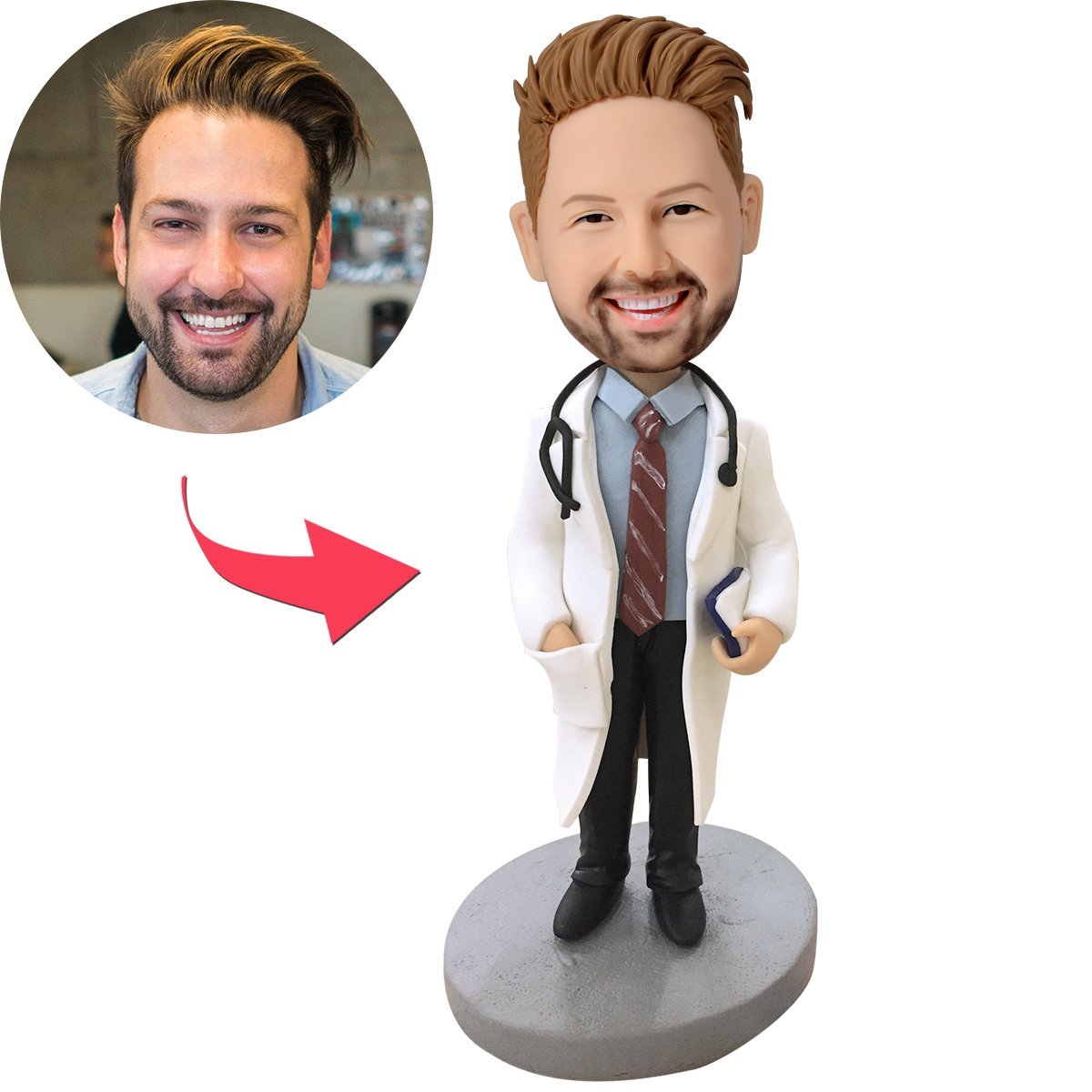 Doctor Con Estetoscopio Bobblehead Personalizado Con Texto Grabado