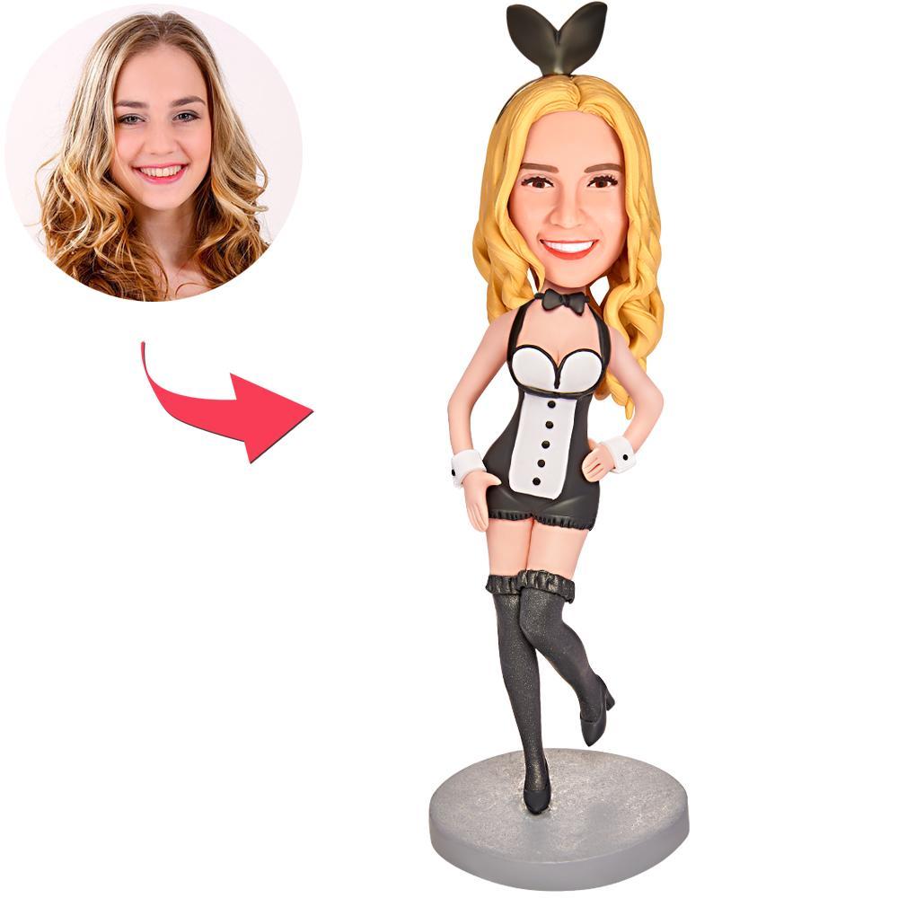 Regalo Del Día De La Madre Bunny Girl Bobblehead Personalizado Con Texto Grabado - soufeeles