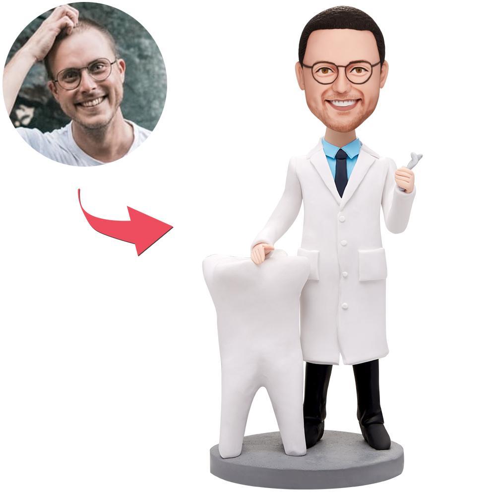 Bobblehead personalizado masculino dentista con texto grabado