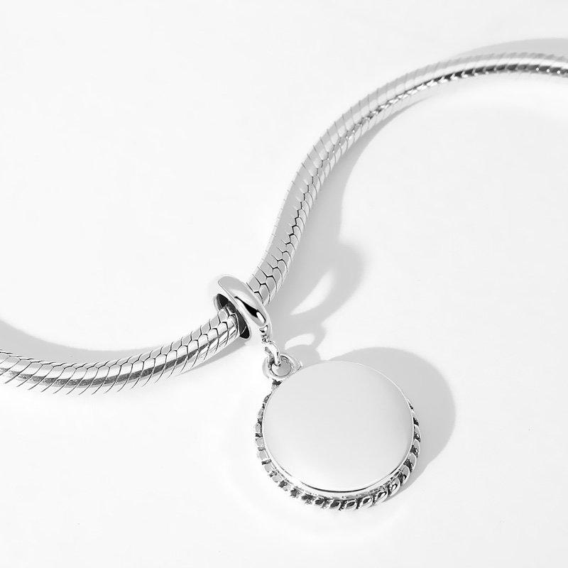 Colgante de Abalorio de Foto en Forma Redonda Plata