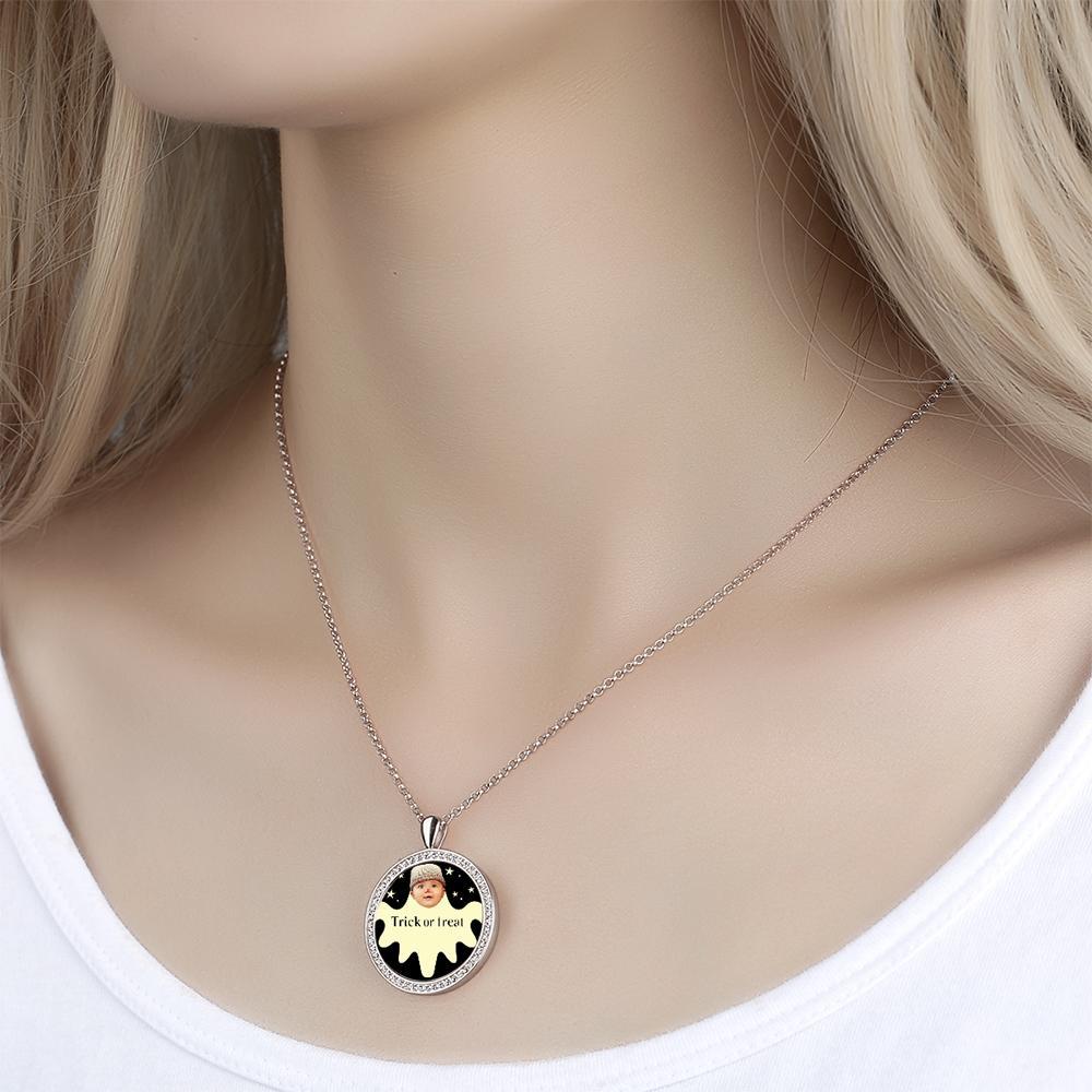 Colgante De Foto De Cara Personalizada Collar De Texto Personalizado Regalo De Halloween