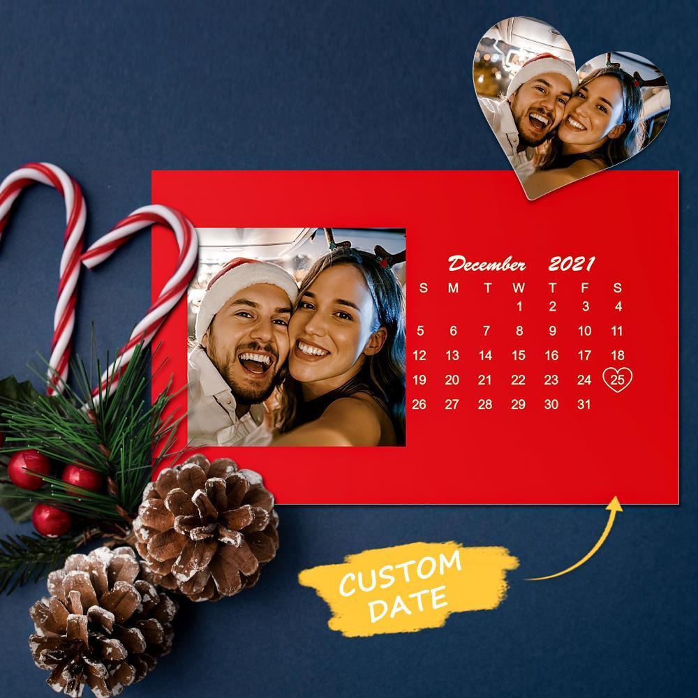 Custom Wallet Card Photo Calendar Card Engraved Wallet Card Red