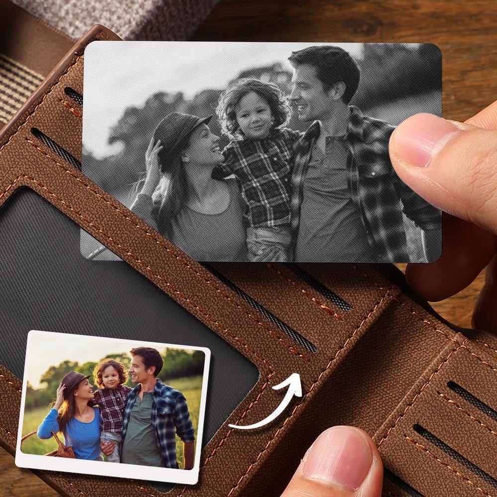 Tarjeta De Inserción De Billetera Con Foto Personalizada Negra Para Padre - soufeeles