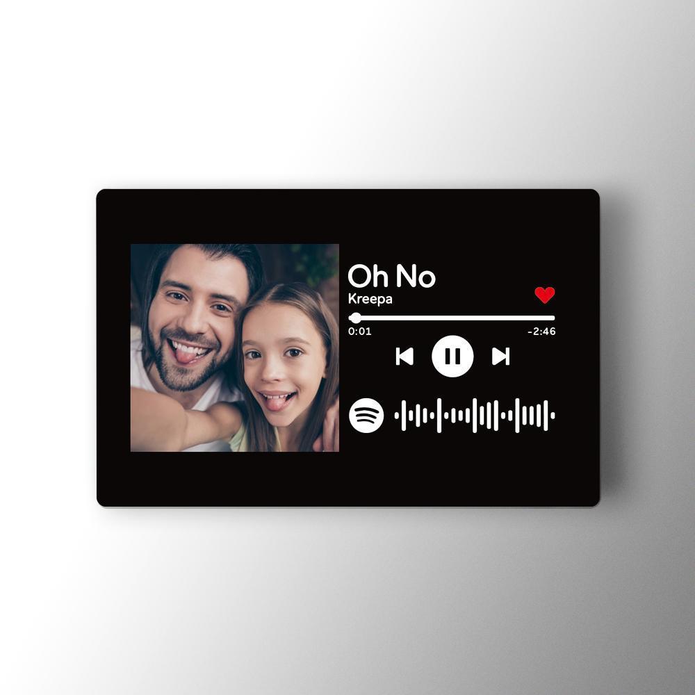 Tarjeta De Inserción De Billetera Con Foto Con Código De Spotify Escaneable Personalizado, Negro