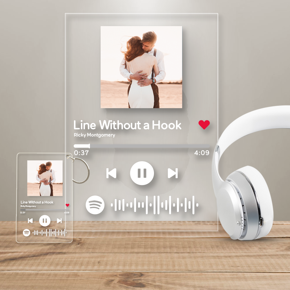 Luz Nocturna De Cristal De Música Escaneable Con Placa De Spotify Personalizada Placa Spotify