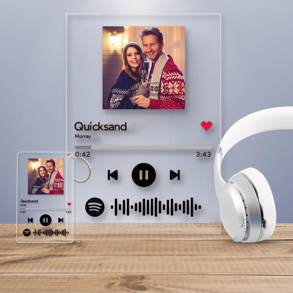 Placa de Música con Código de Spotify Escaneable Personalizado y Un Mismo Llavero de Código de Spotify Personalizado para Su Amante Placa Spotify