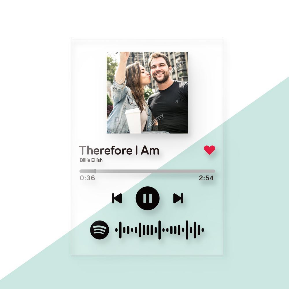 Placa de música acrílica con código de Spotify personalizado escaneable Regalos románticos 12 * 16 cm (4.7in * 6.5in) Regalos para empleados Placa Spotify