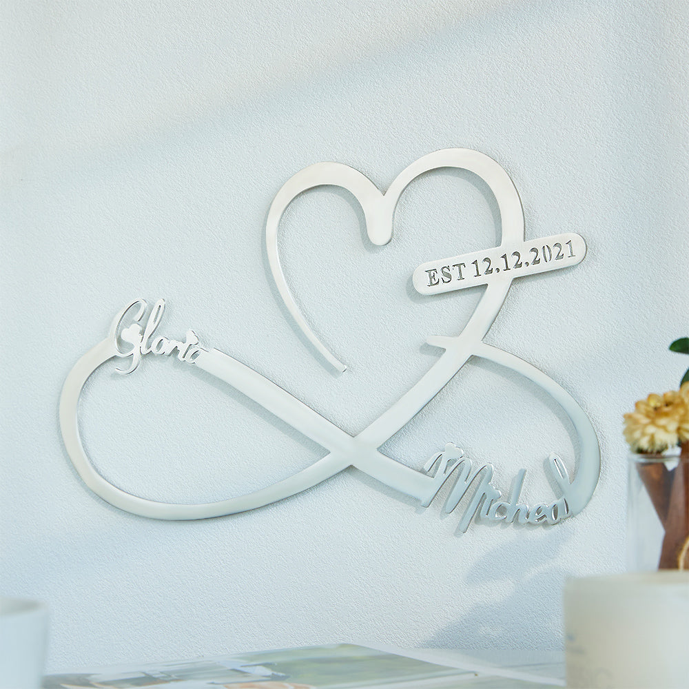 Texto Personalizado Love Infinity Letrero De Metal Nombres Personalizados Y Fecha Decoración De La Pared Del Hogar - soufeeles