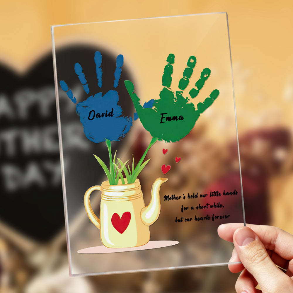 Regalo Personalizado De La Lámpara De La Impresión De La Mano De La Luz De La Noche Del Nombre Para La Base Plástica De La Mamá - soufeeles
