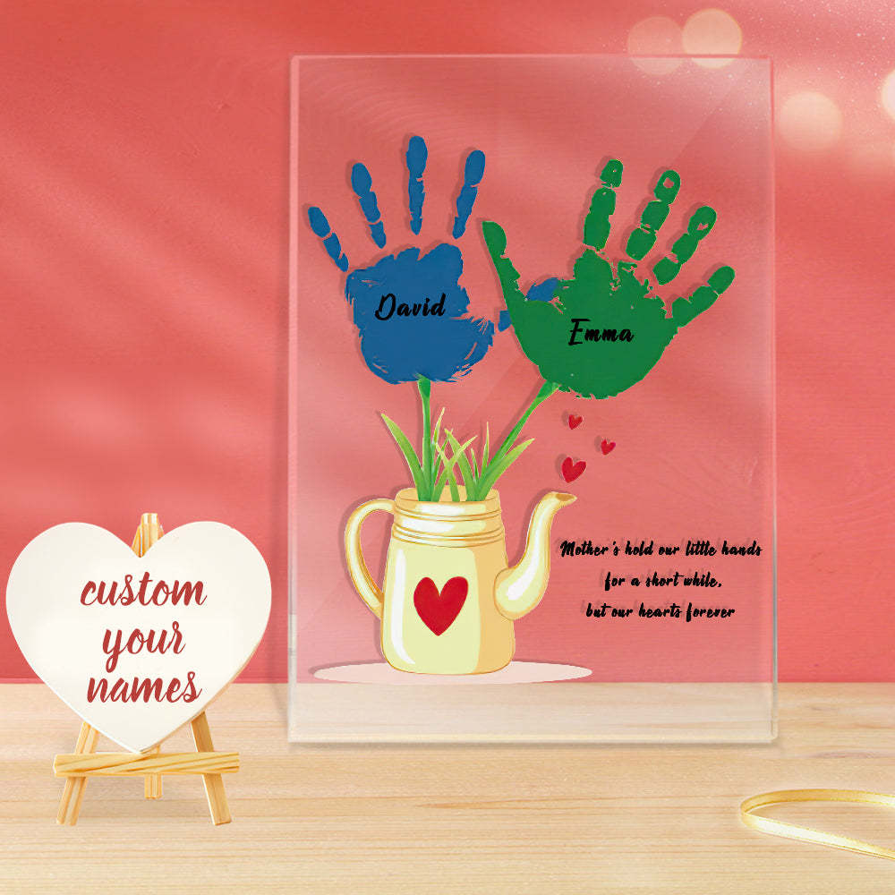 Regalo Personalizado De La Lámpara De La Impresión De La Mano De La Luz De La Noche Del Nombre Para La Base Plástica De La Mamá - soufeeles