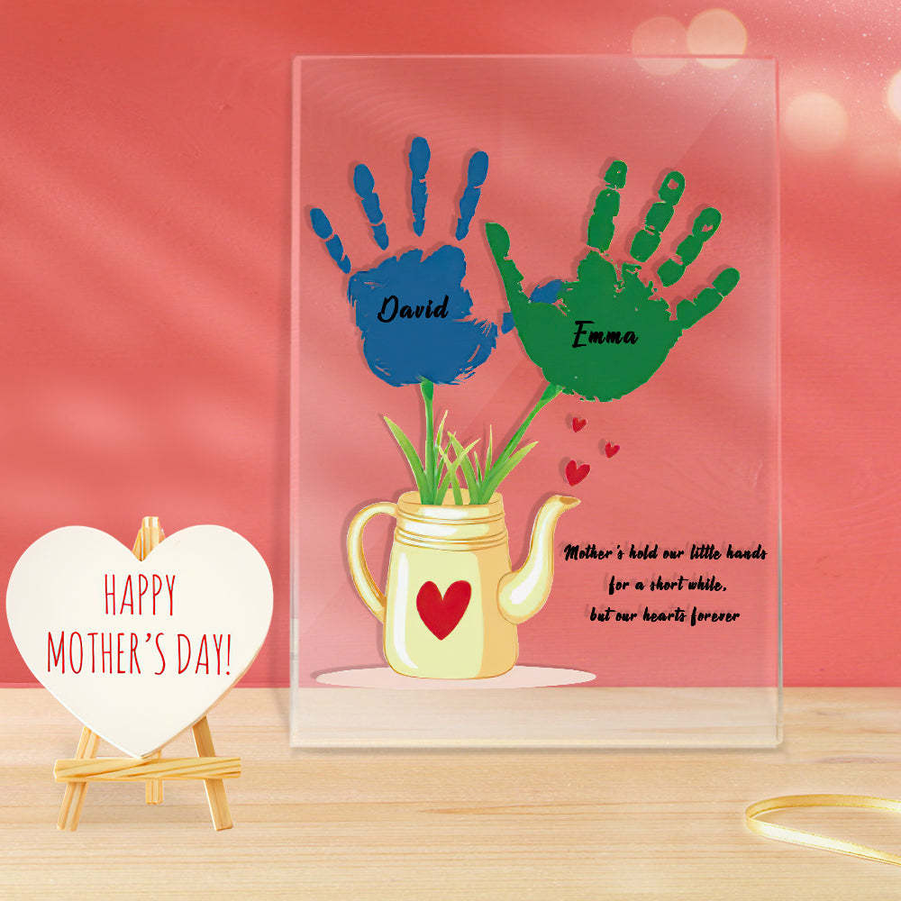 Regalo Personalizado De La Lámpara De La Impresión De La Mano De La Luz De La Noche Del Nombre Para La Base Plástica De La Mamá - soufeeles