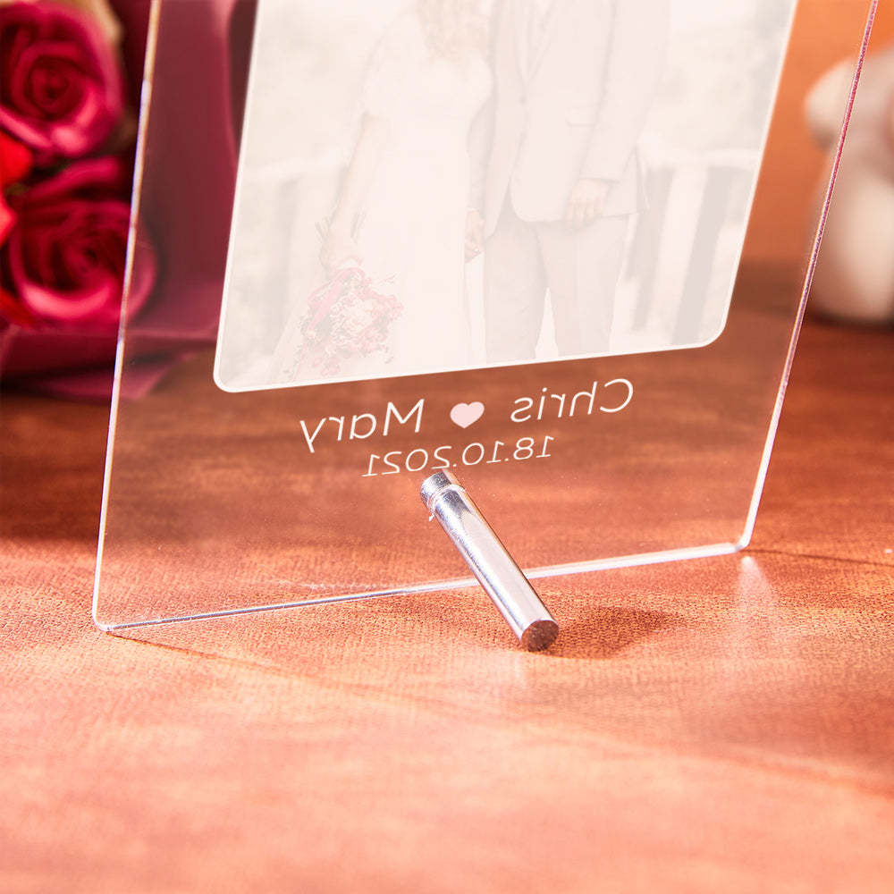 Regalo Del Día De La Boda Para Ella, Lámpara Acrílica Con Foto Personalizada, Luz Nocturna, Regalo De Compromiso, Pareja, Luces Led Personalizadas, Decoración De Dormitorio - soufeeles