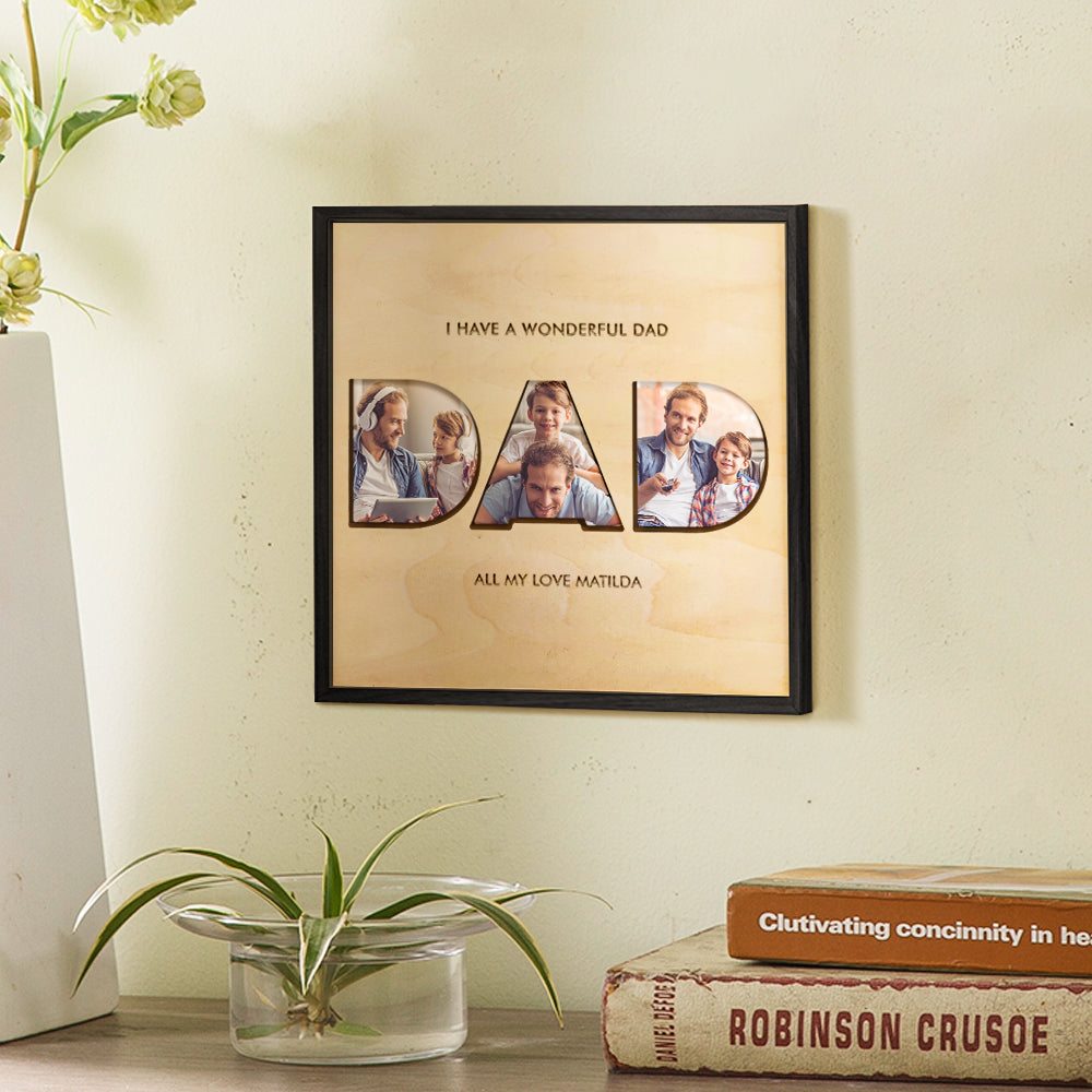 Custom Collage Dad Photo Tiles Impresión Fotográfica Personalizada Arte De La Pared Regalo Para El Día Del Padre - soufeeles